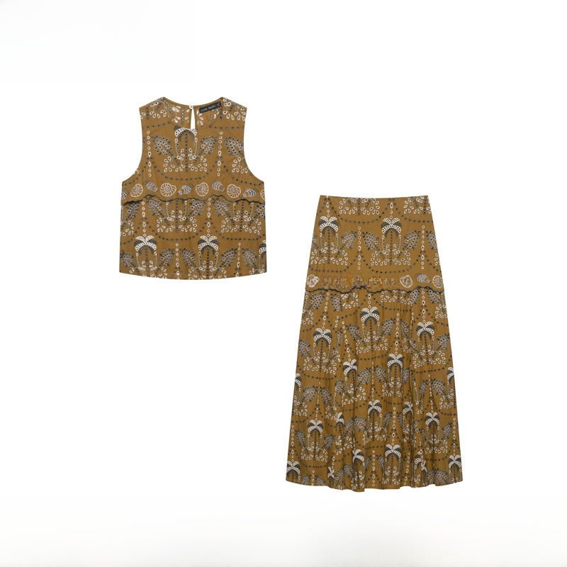 Midi Skirt Floral - Spring Summer New Women's Fashion Set