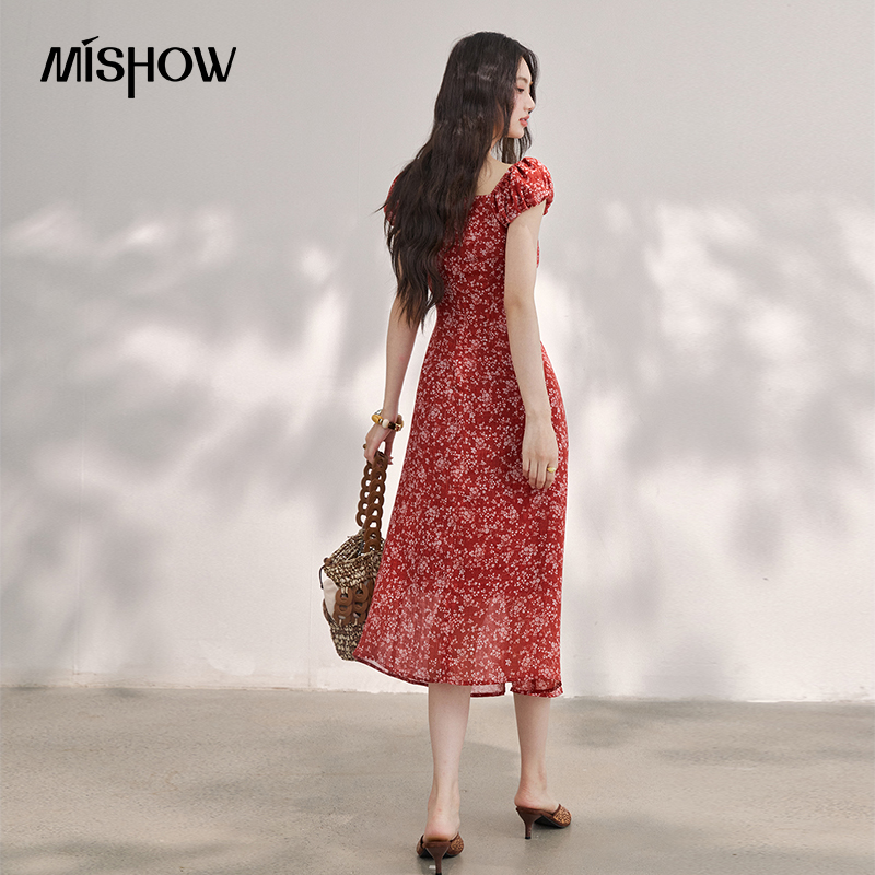 MISHOW Women's Vintage Red Flo - огляд і ціна Midi Skirt Floral