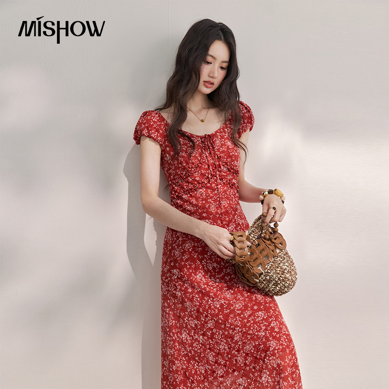 MISHOW Women's Vintage Red Flo - огляд і ціна Midi Skirt Floral