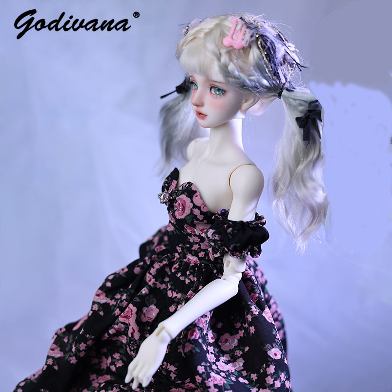 1/4 BJD Doll Dress Black‑Base  - огляд і ціна Midi Skirt Floral